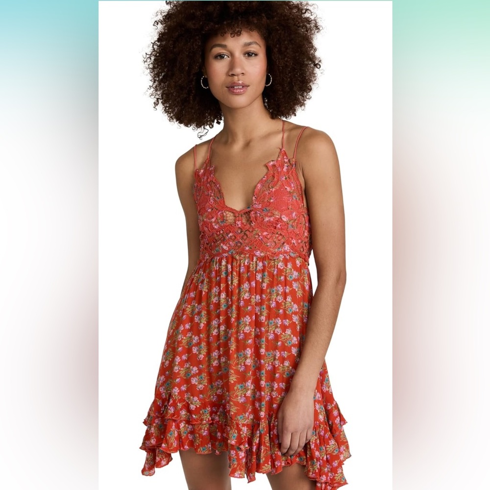 FREE PEOPLE One Adella Printed Mini Slip—never worn, size medium